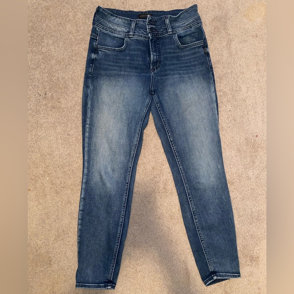 High rise silver jeans